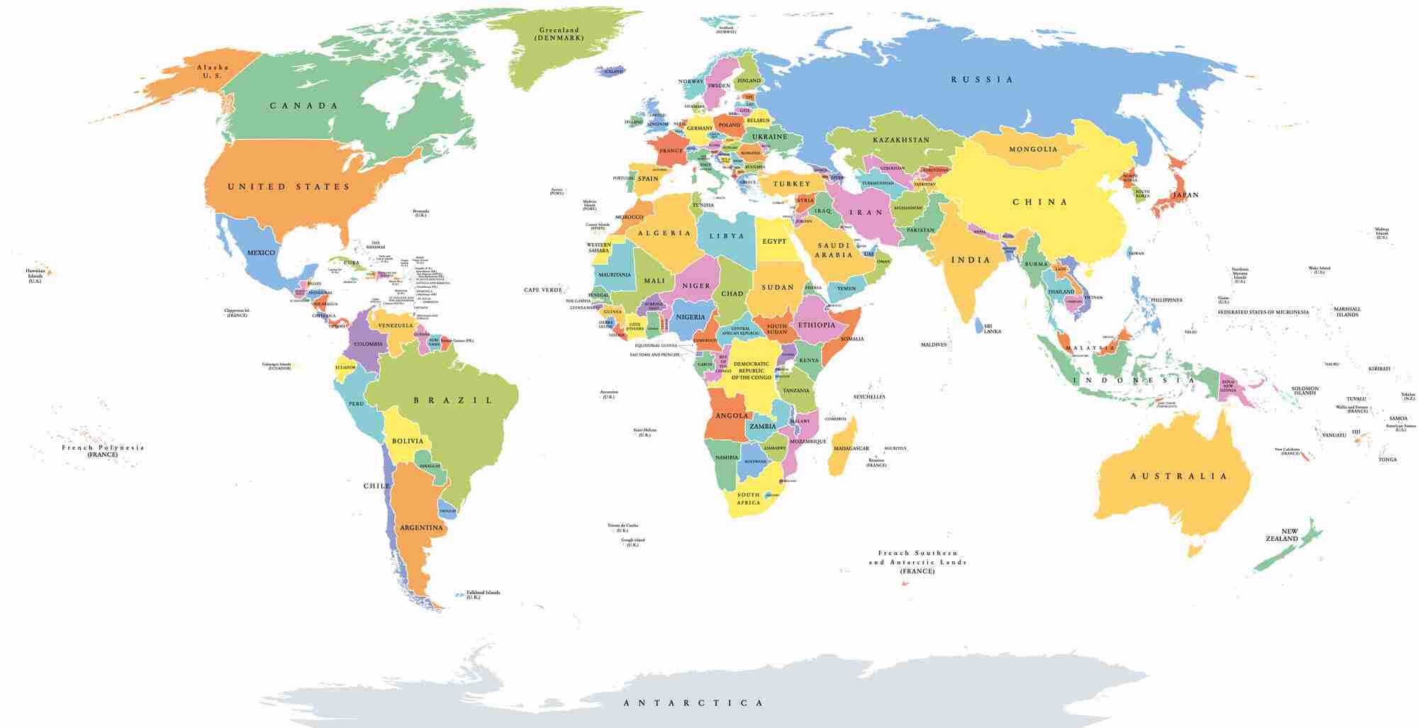 World single states political map